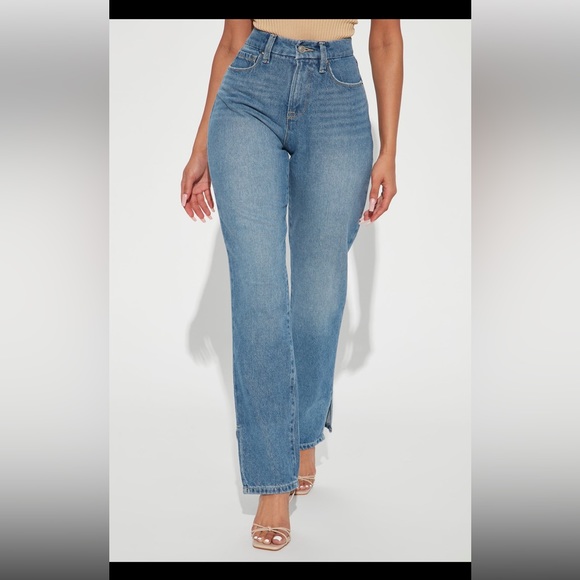NWT Fashion Nova 90’s Split Hem Straight Jeans - Picture 2 of 3